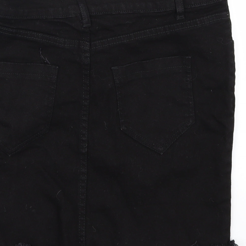 Oromiss Womens Black Denim Straight & Pencil Skirt Size 30 in