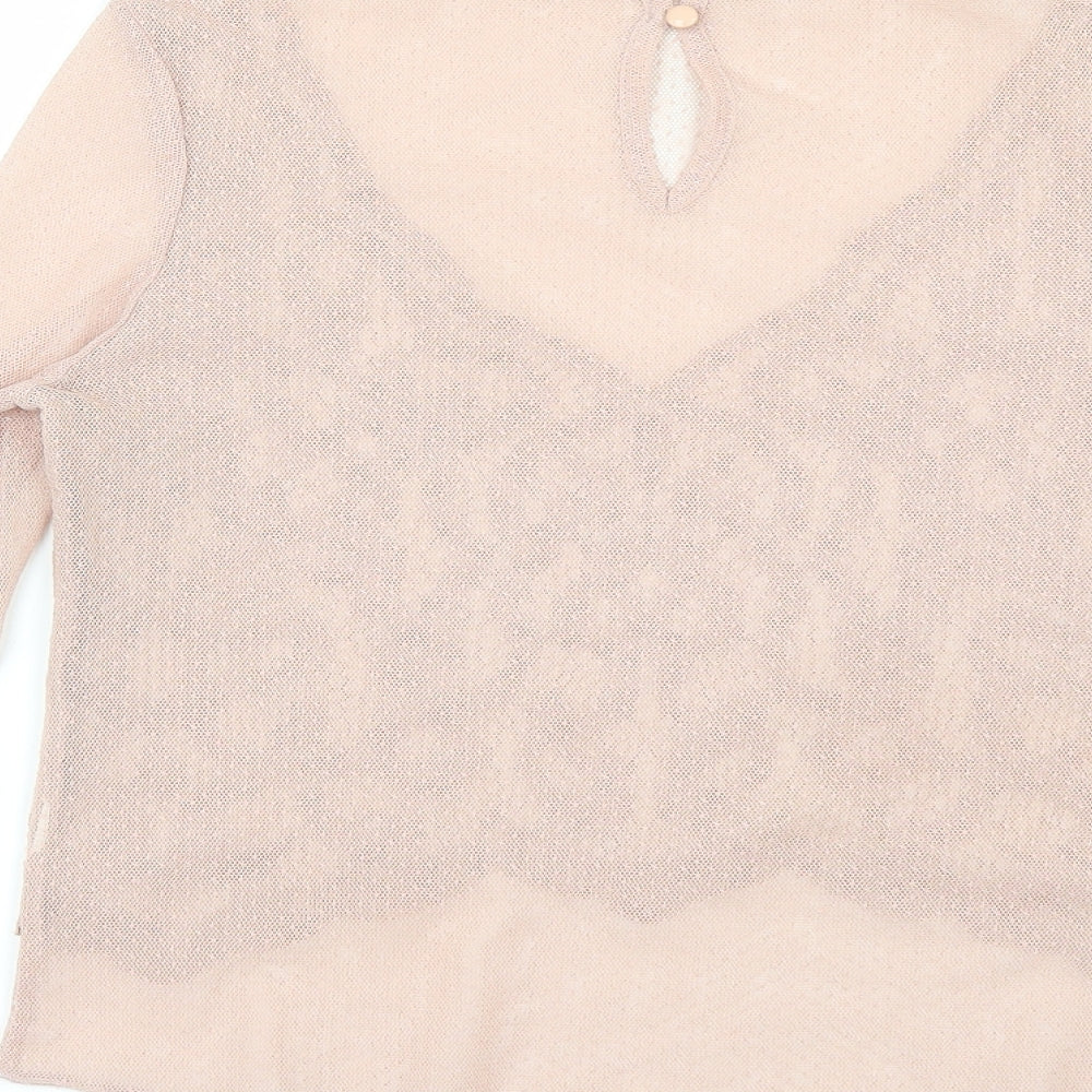 River Island Womens Pink Polka Dot Mesh Basic Blouse Size 8