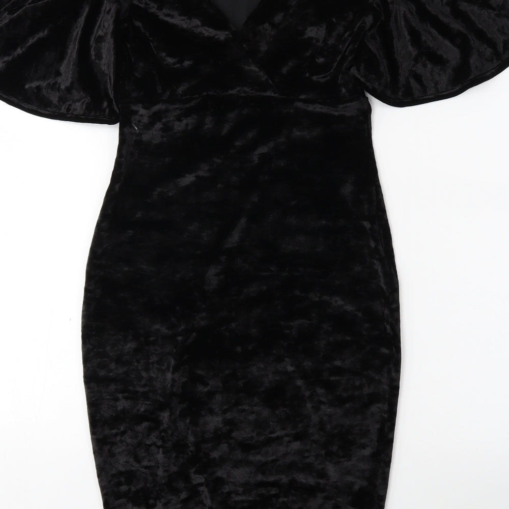 Girls On Film Womens Black Velour Bodycon Size 8