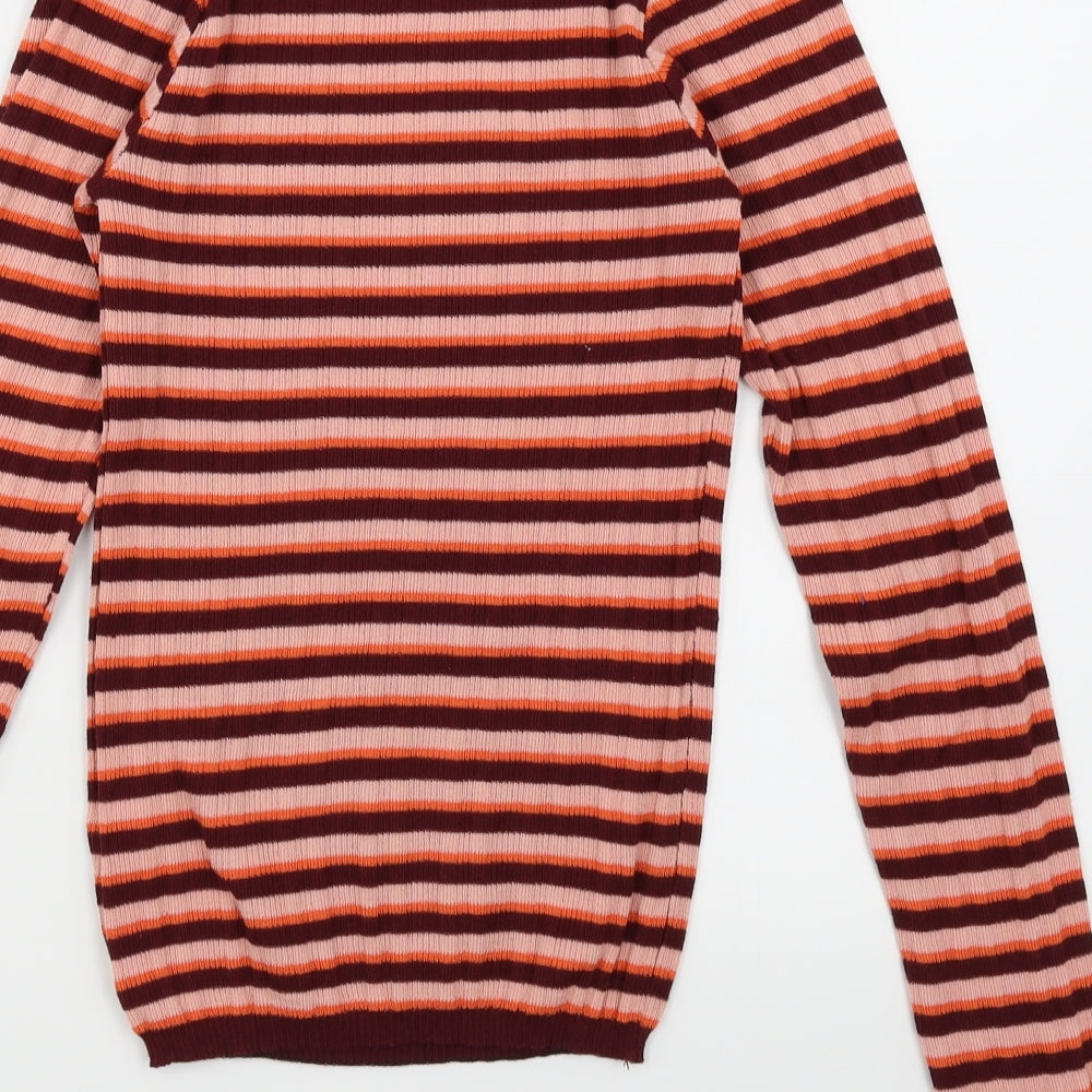 Primark Womens Orange Striped Pullover Jumper Size 4