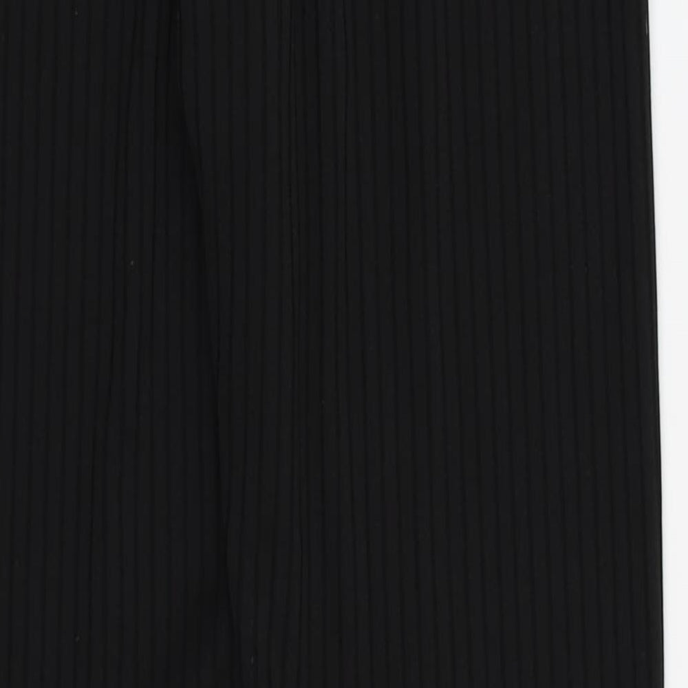 PRETTYLITTLETHING Womens Black Striped Capri Leggings Size 10 L27 in