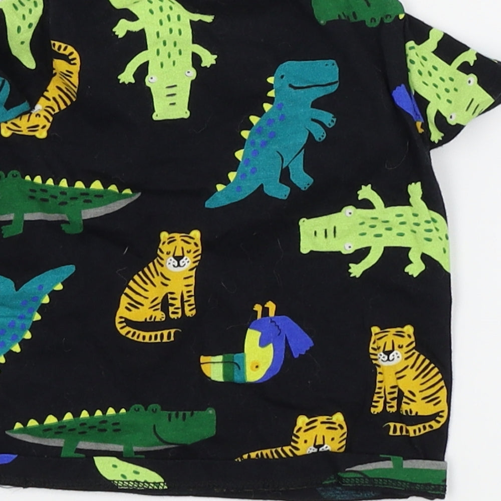 fred & flo Black Animal Print Basic T-Shirt Size 0-3 Months