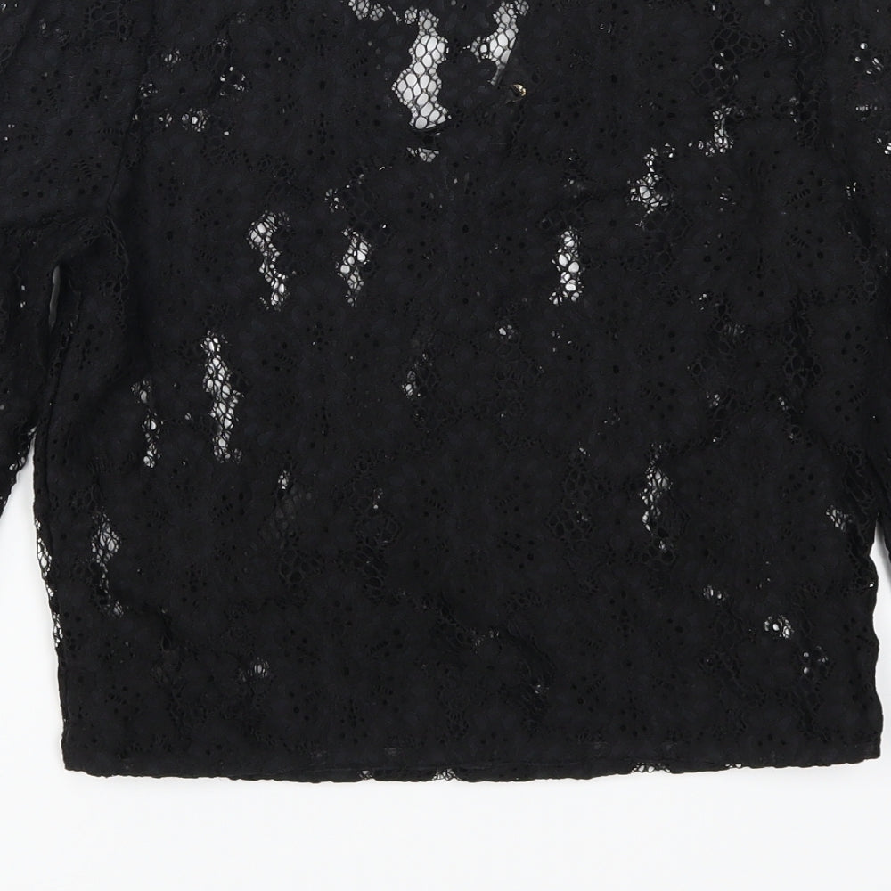 Missguided Womens Black Lace Basic T-Shirt Size 4