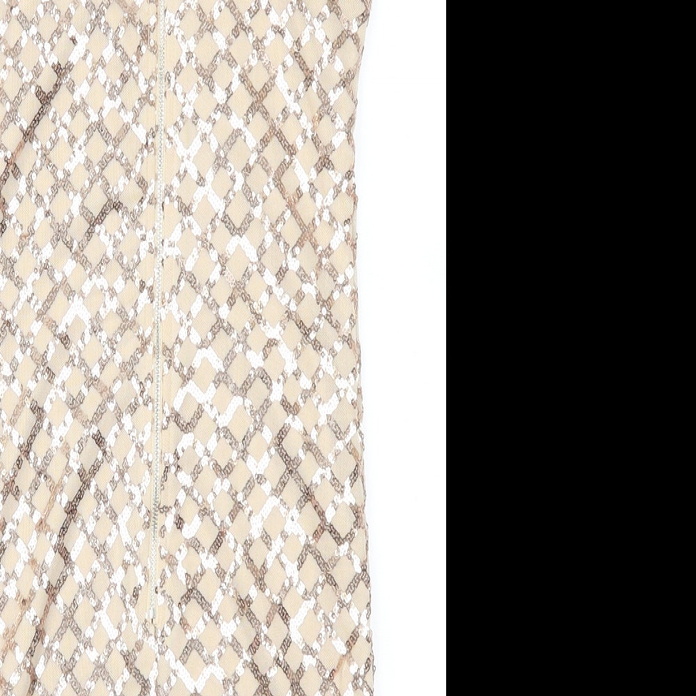 Pretty Little Thing Womens Beige Check Mini Size 8