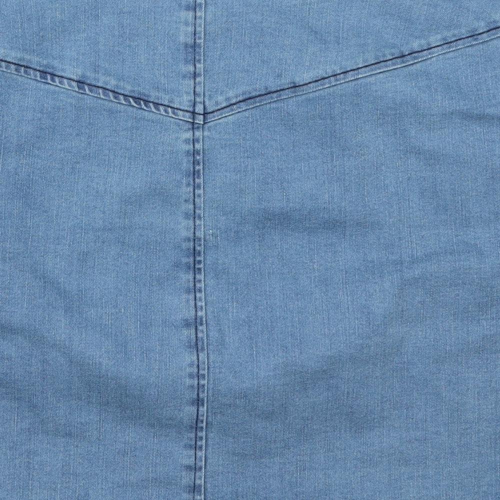Preworn Womens Blue Denim A-Line Skirt Size 32 in