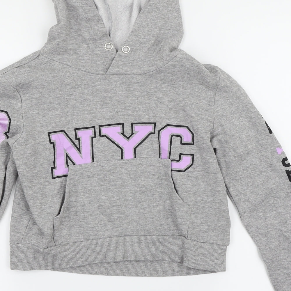 H&M Girls Grey Pullover Hoodie Size 10-11 Years