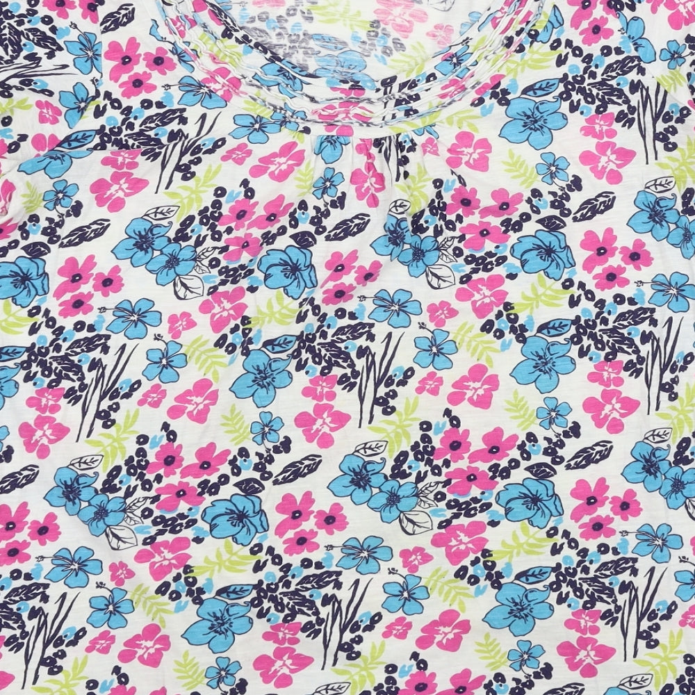 Preworn Womens Multicoloured Floral Basic T-Shirt Size 16