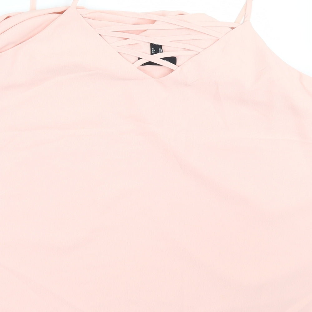 New Look Womens Pink Mesh Basic Blouse Size 16