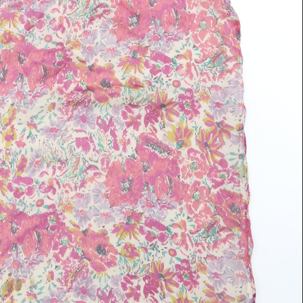 Mango Womens Pink Floral A-Line Size M