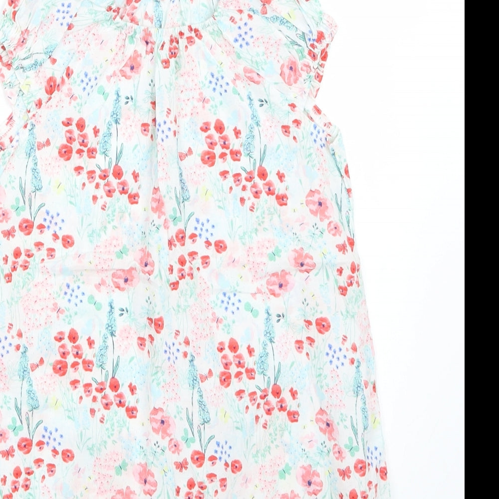 Brand and care label for H&M girls’ white floral basic t-shirt, size 2, years