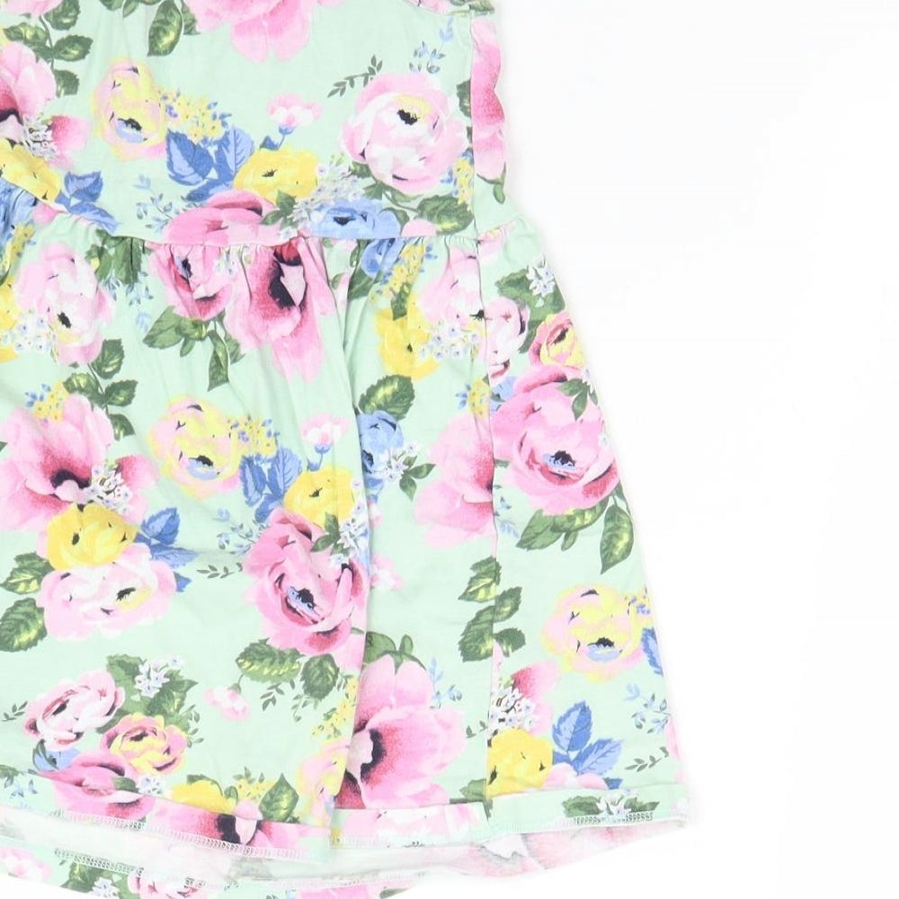 H&M Girls Green Floral A-Line Size 3 Years
