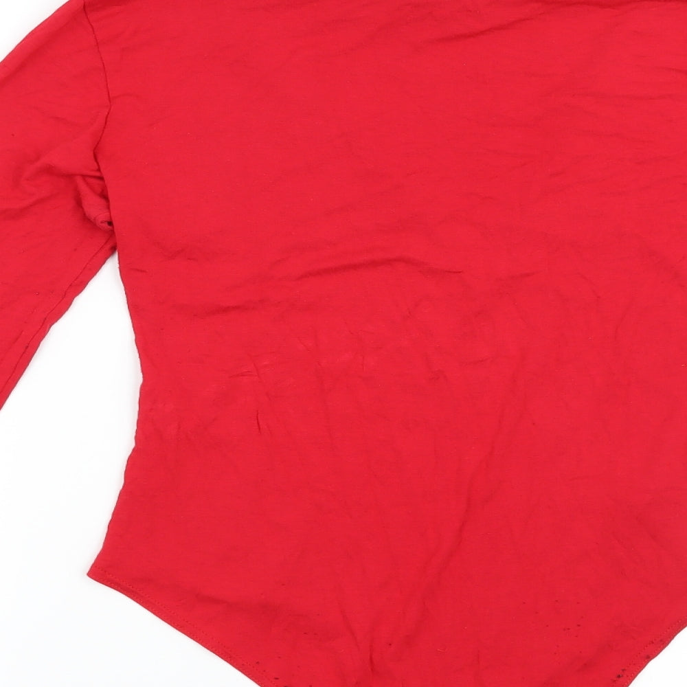 Boohoo Womens Red Basic Blouse Size 12