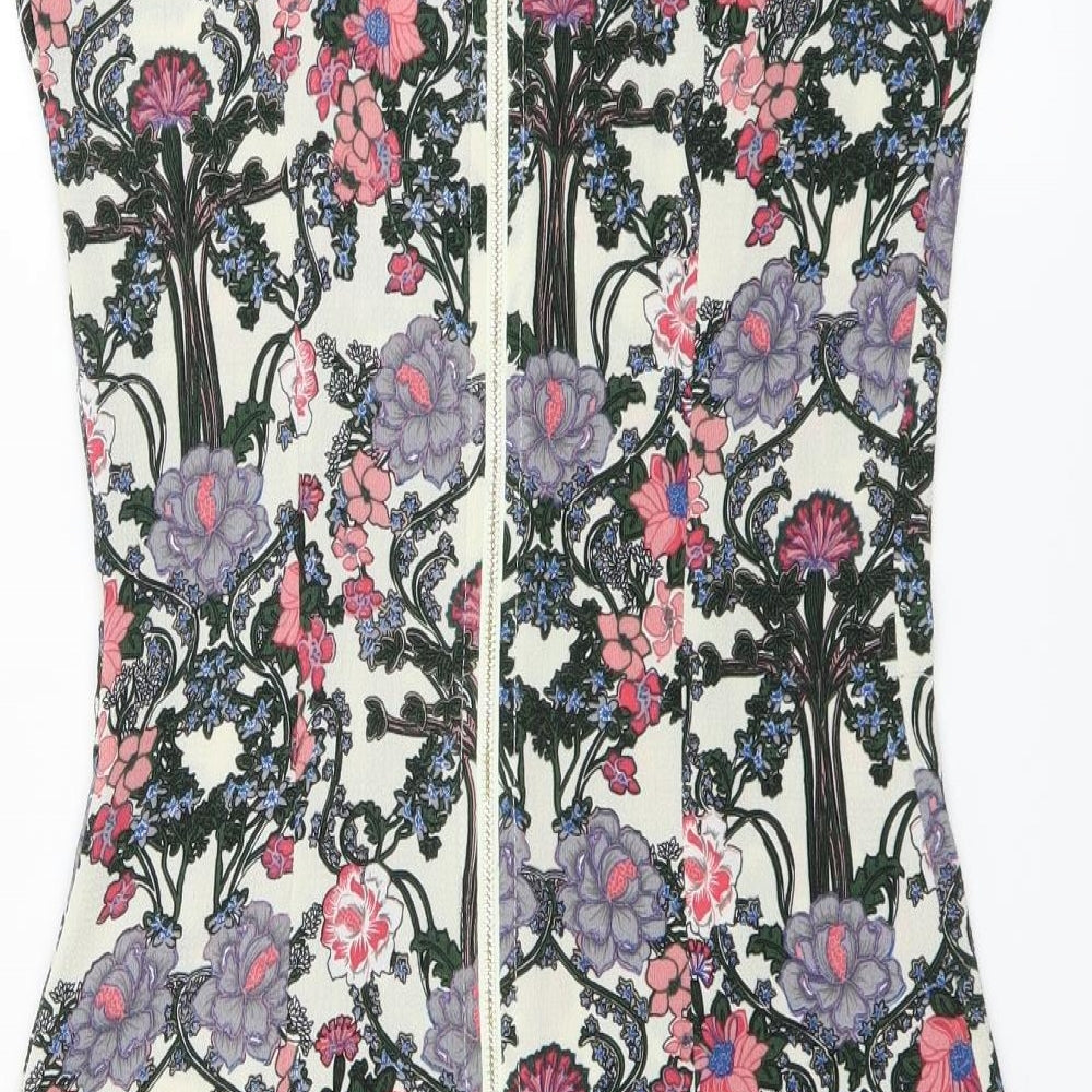 Mela London Womens Ivory Floral Sheath Size 8