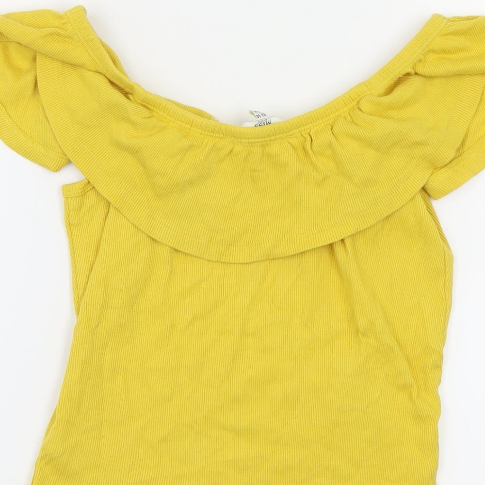 miss evie Girls Yellow Basic T-Shirt Size 13-14 Years