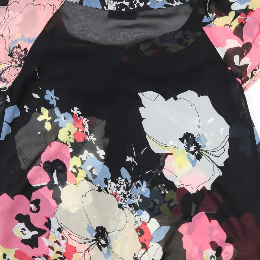 NEXT Womens Black Floral Basic Blouse Size 12