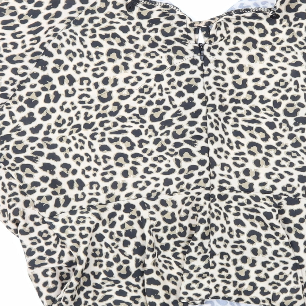 Select Womens Multicoloured Animal Print Basic Blouse Size 8