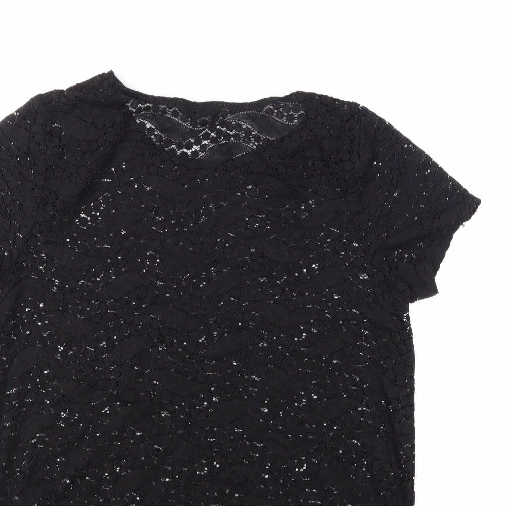 George Womens Black Geometric Basic Blouse Size 14