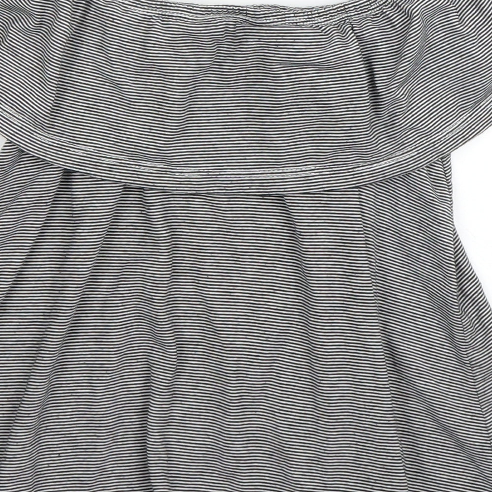Candy Girls Black Striped Basic Blouse Size 9 Years