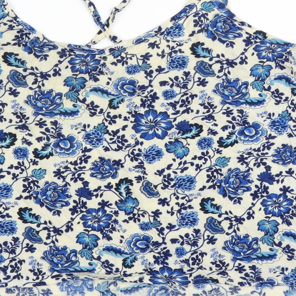Divided by H&M Womens Blue Floral Basic Tank Size 6