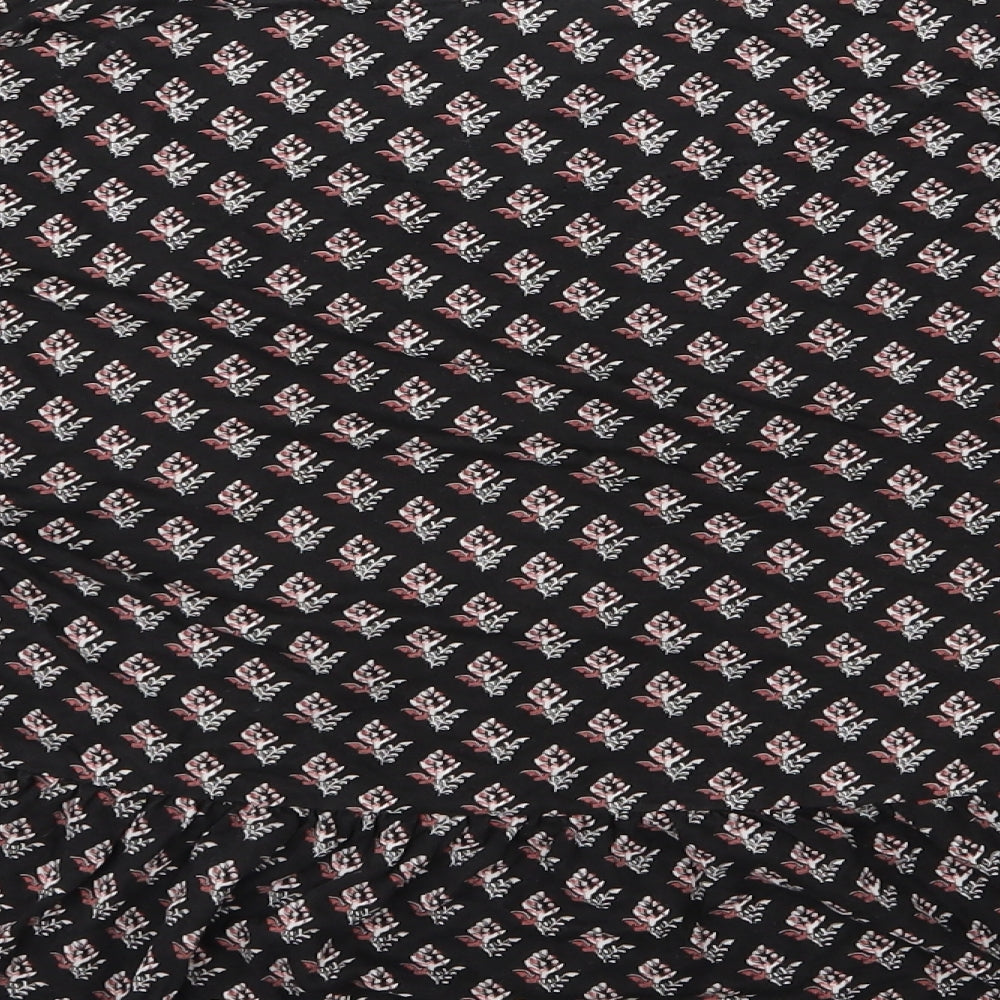 Marks and Spencer Womens Black Geometric Shirt Dress Size 12 - Flower detail