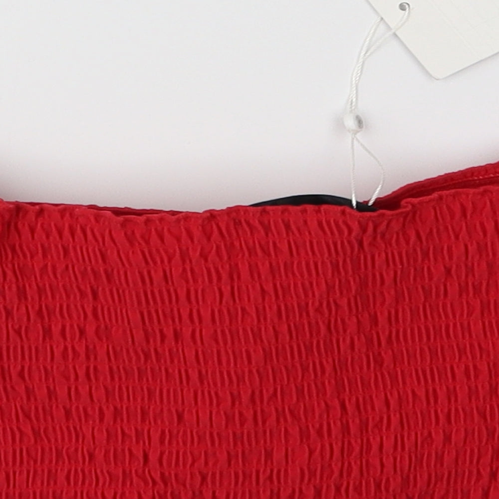 Missguided Womens Red Cropped T-Shirt Size 10