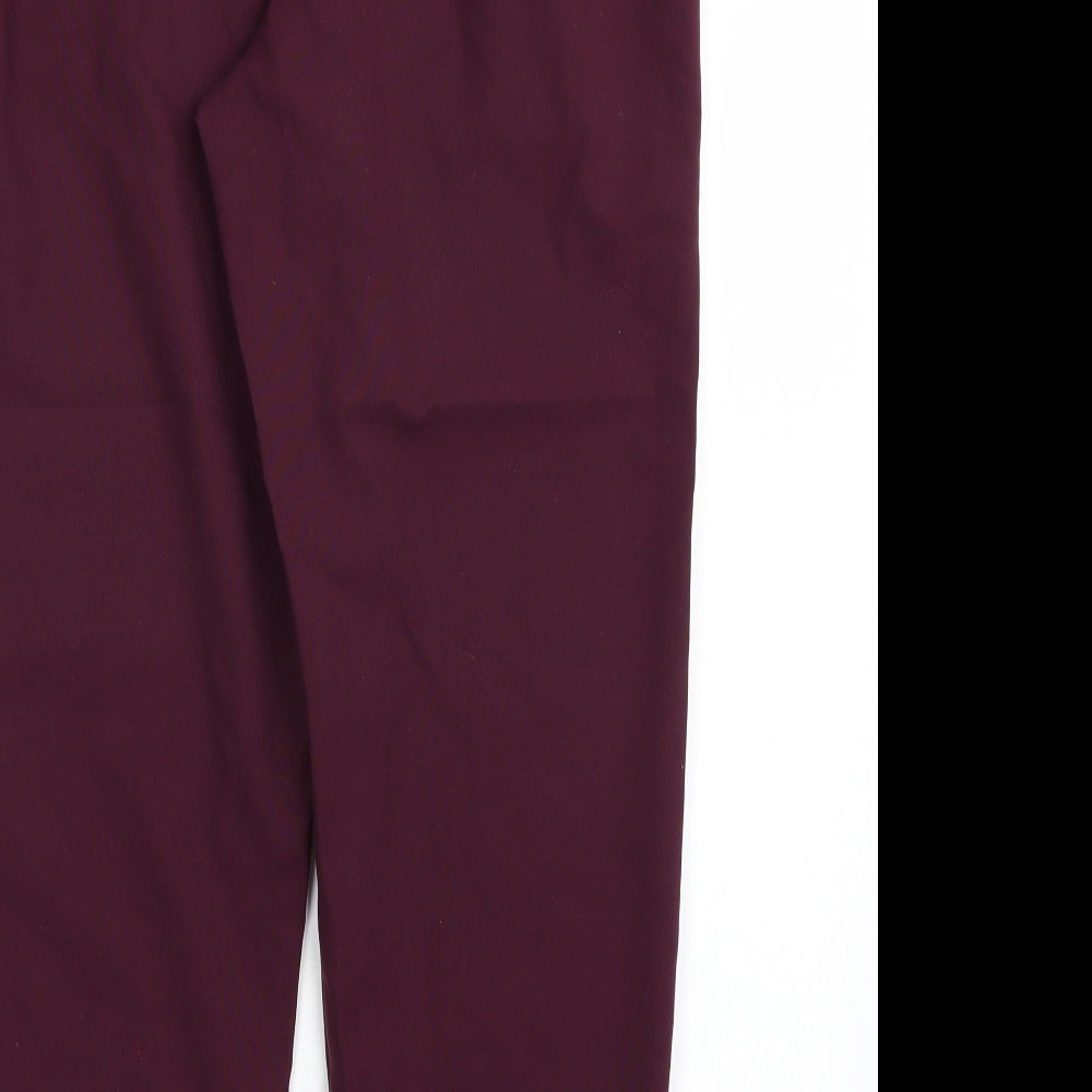 Brand and care label for New Look women’s purple trousers, size UK 12, 27-inch leg