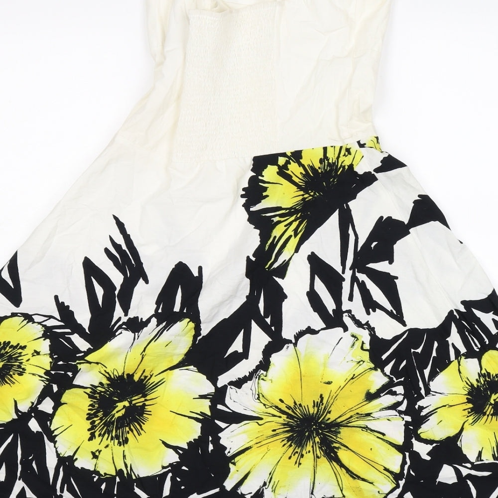 bay Womens White Floral Fit & Flare Size 8