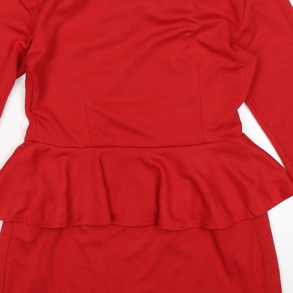 Moon Womens Red Bodycon Size M - peplum