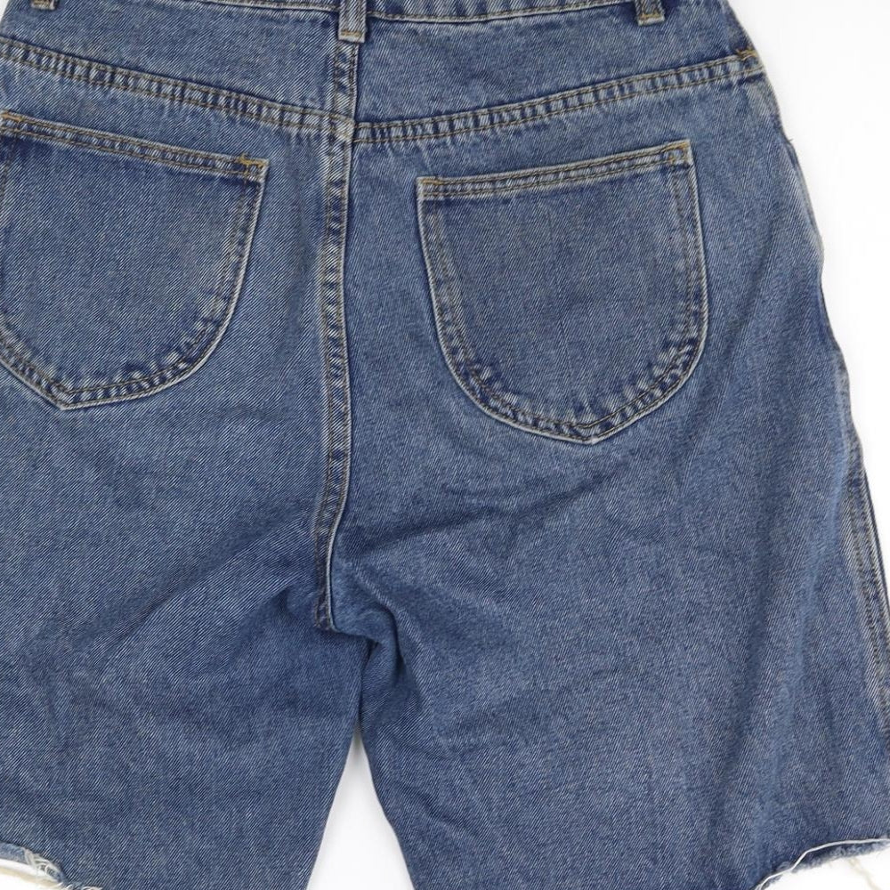 Momokrom Womens Blue Ramie Cut-Off Shorts Size 8