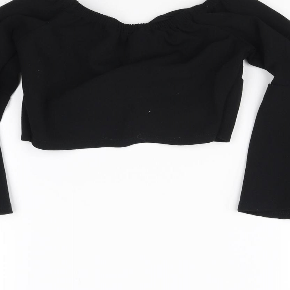 New Look Womens Black Cropped Blouse Size 6