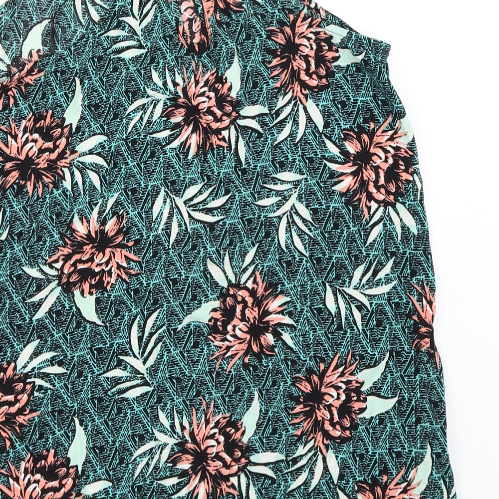 New Look Womens Green Floral Basic Blouse Size 12