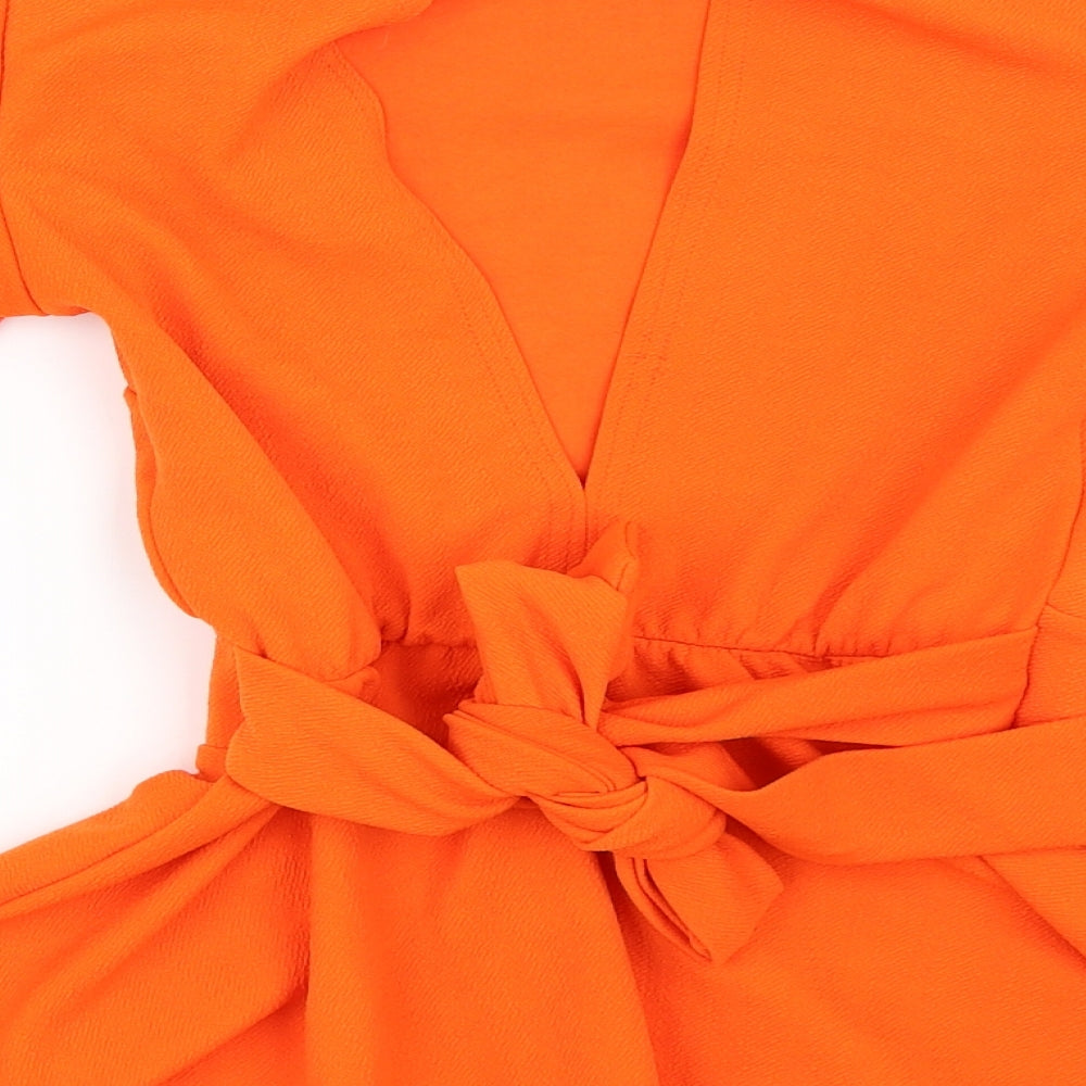 Boohoo Womens Orange Basic Blouse Size 6
