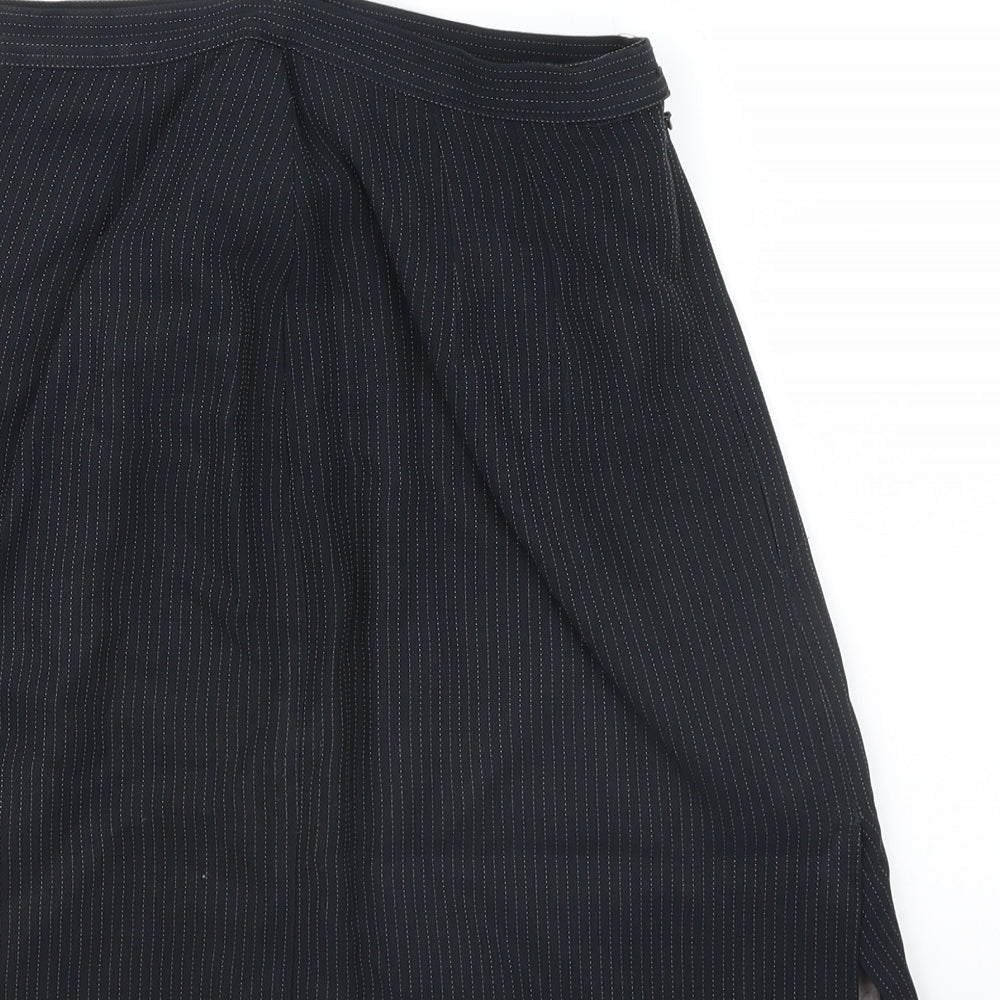 Marks & Spencer Womens Black Striped Straight & Pencil Skirt Size 10