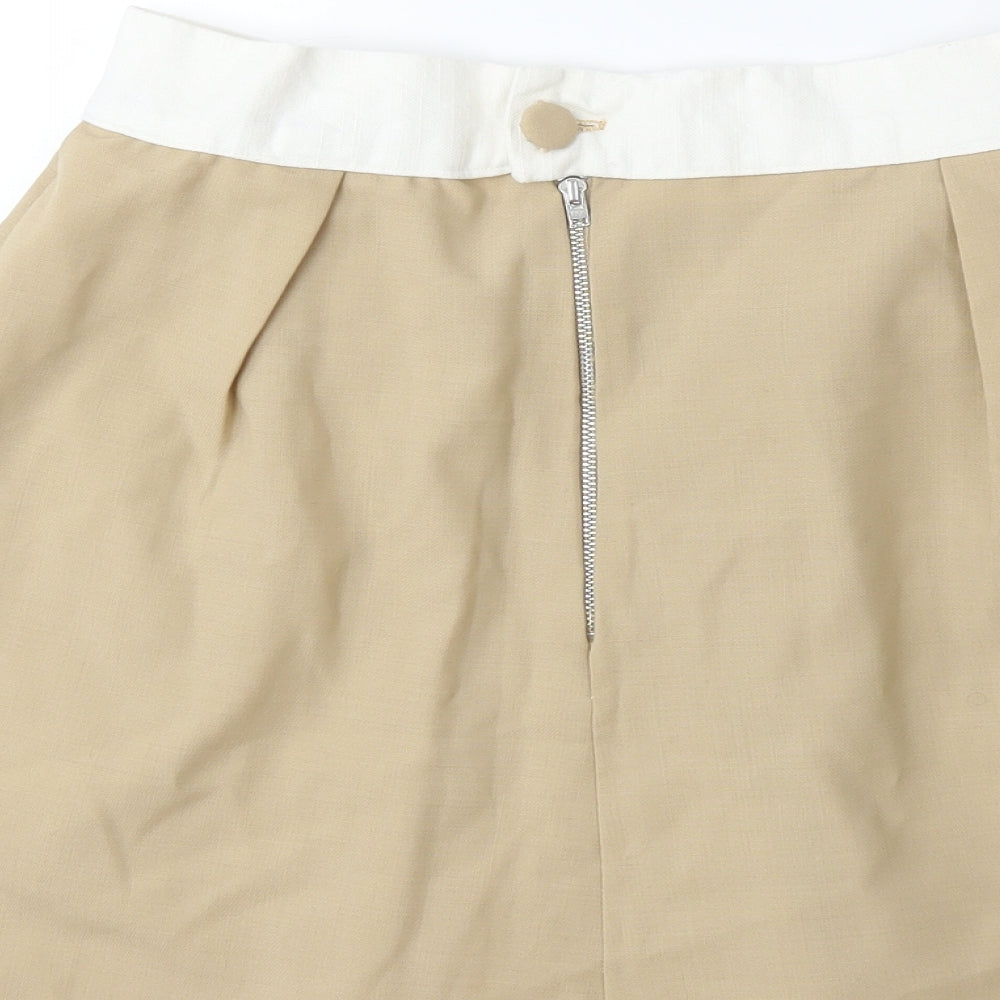 Preworn Womens Beige Pleated Skirt Size 26 in