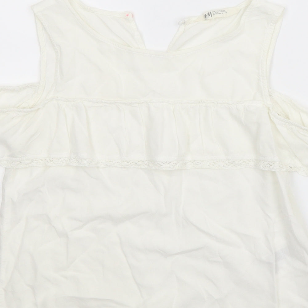 H&M Girls White Basic Blouse Size 11-12 Years
