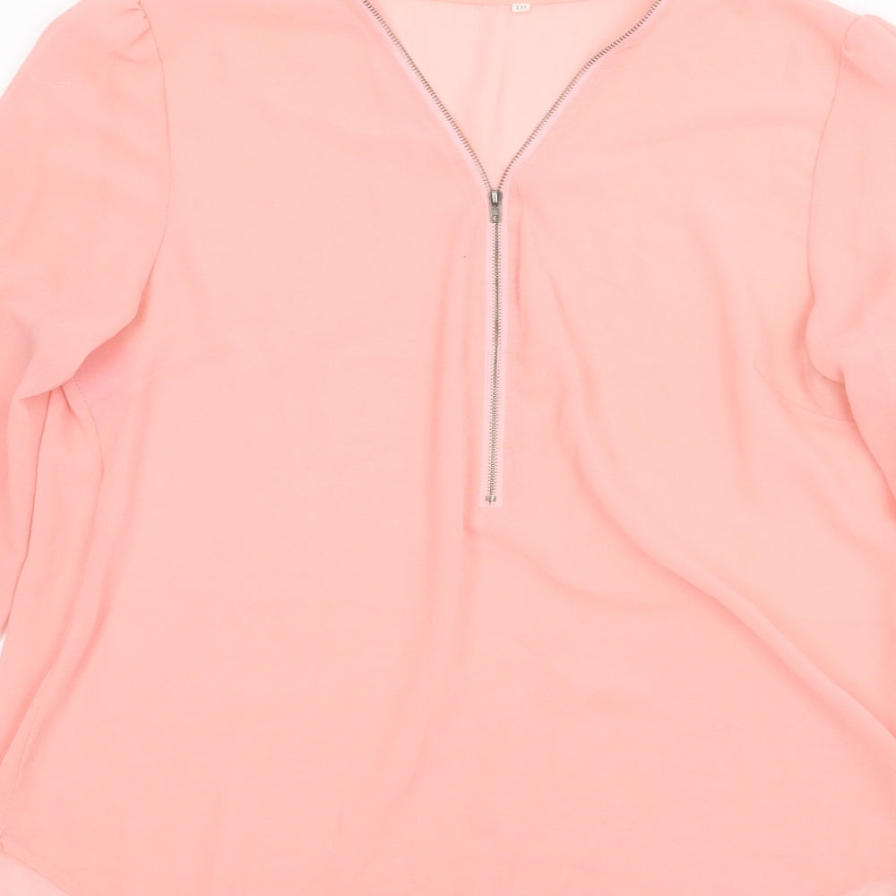 Preworn Womens Pink Basic Blouse Size 2XL