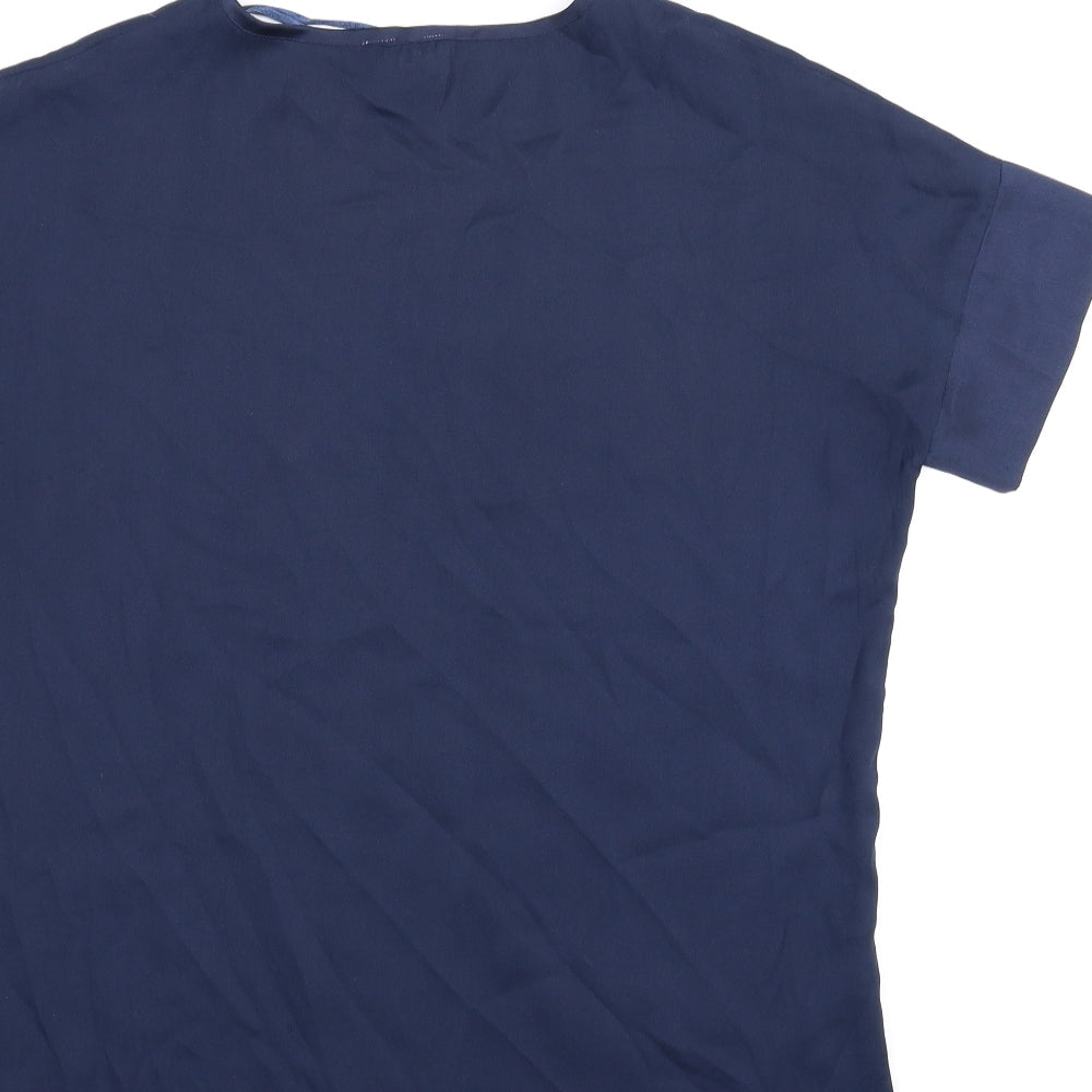 Linea Womens Blue Basic Blouse Size 8