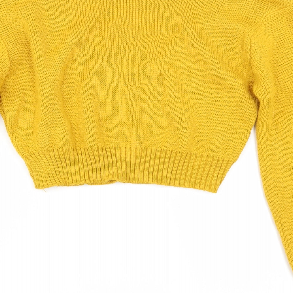 I SAW IT FIRST` Womens Yellow Herringbone Pullover Jumper Size S