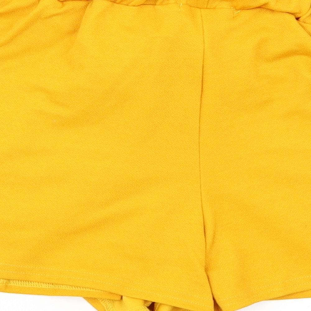 PRETTYLITTLETHING Womens Yellow Paperbag Shorts Size 6