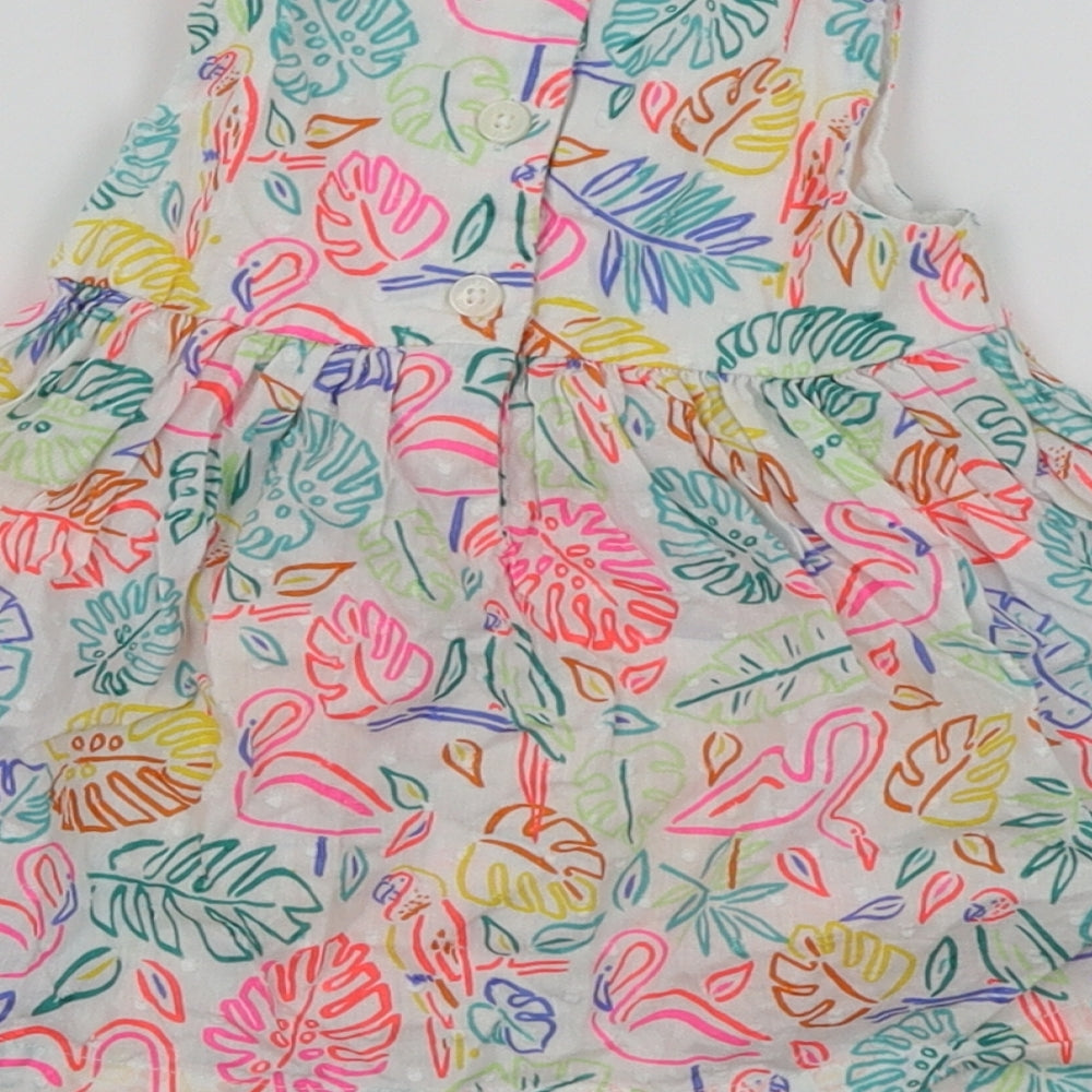 Bluezoo Girls White Floral Skater Dress Size 3-6 Months