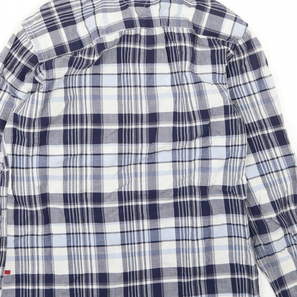 D555 Mens Blue Striped Woven Button-Up Size M