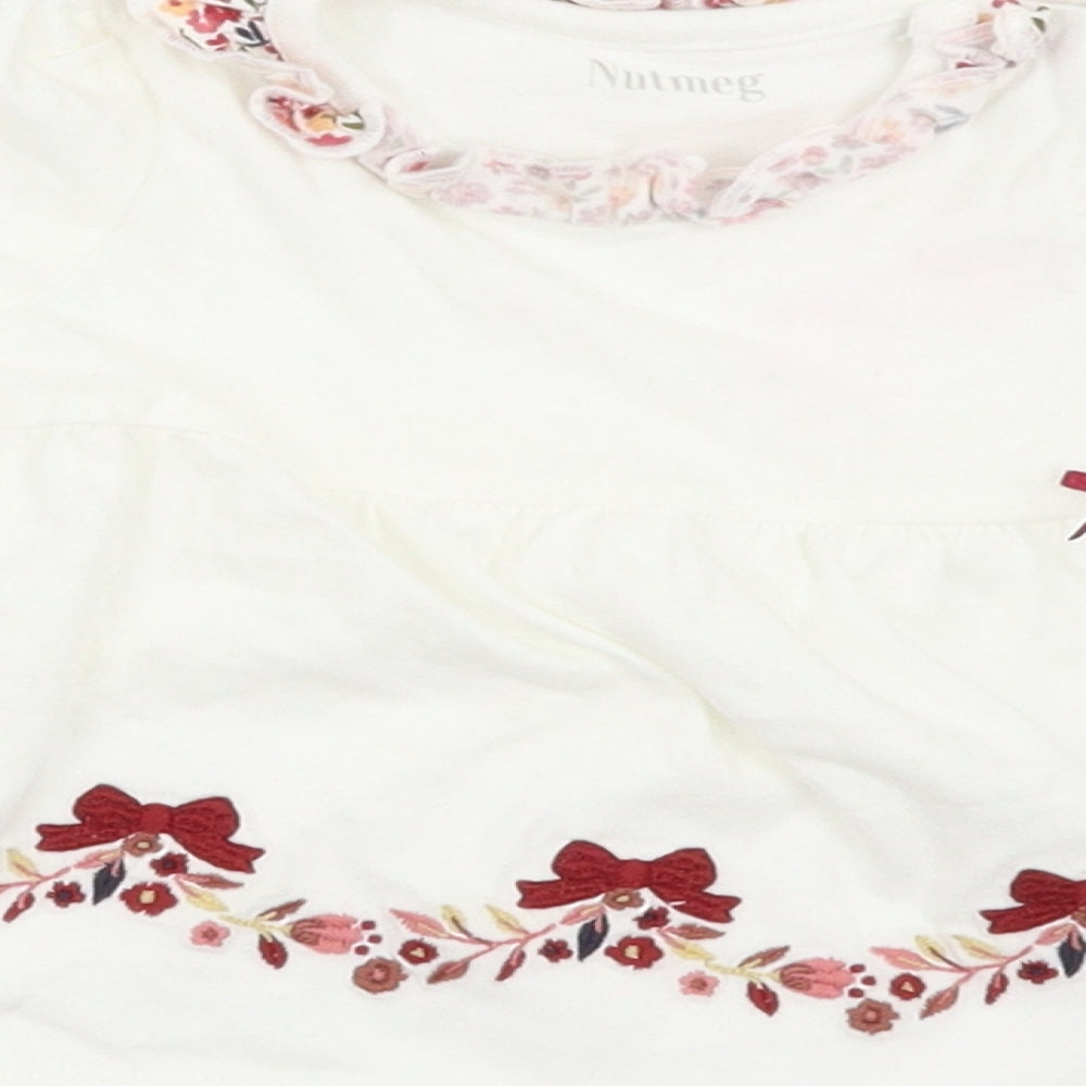 Nutmeg Girls White Floral Basic T-Shirt Size 3-6 Months