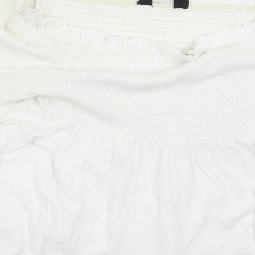 New Look Womens White Cropped Blouse Size 10