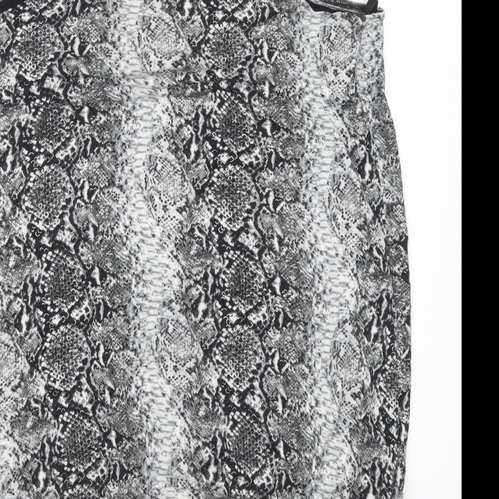 K&D Womens Grey Animal Print Basic Tank Size 16