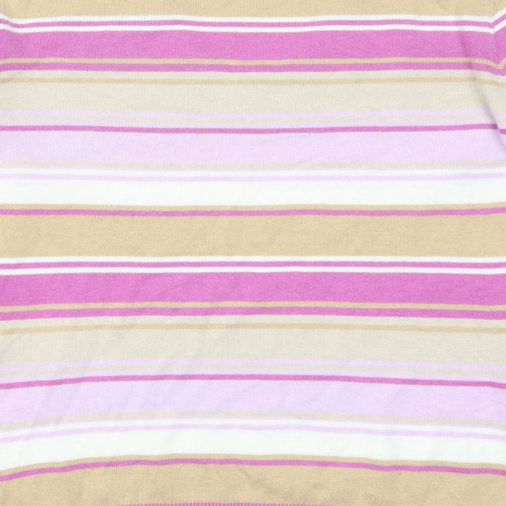 Daily Womens Pink Striped Pullover Jumper Size L