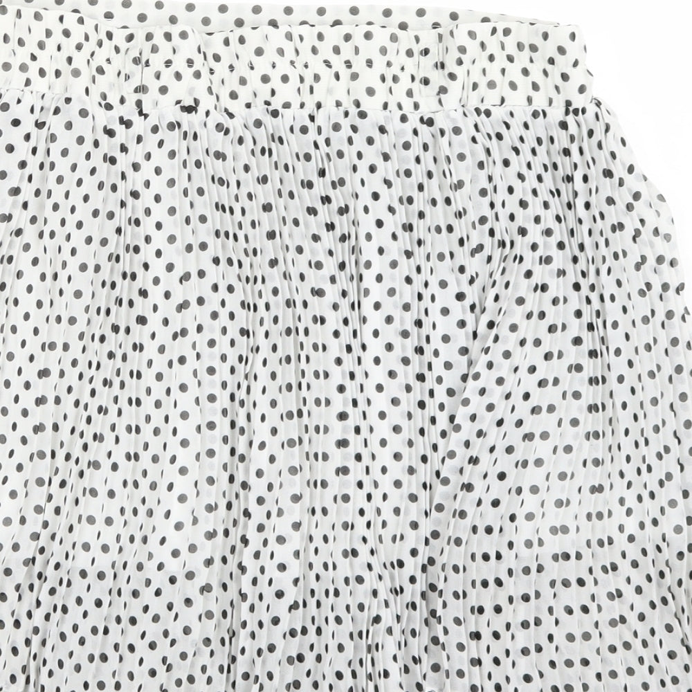 Clillin Womens White Polka Dot A-Line Skirt Size S
