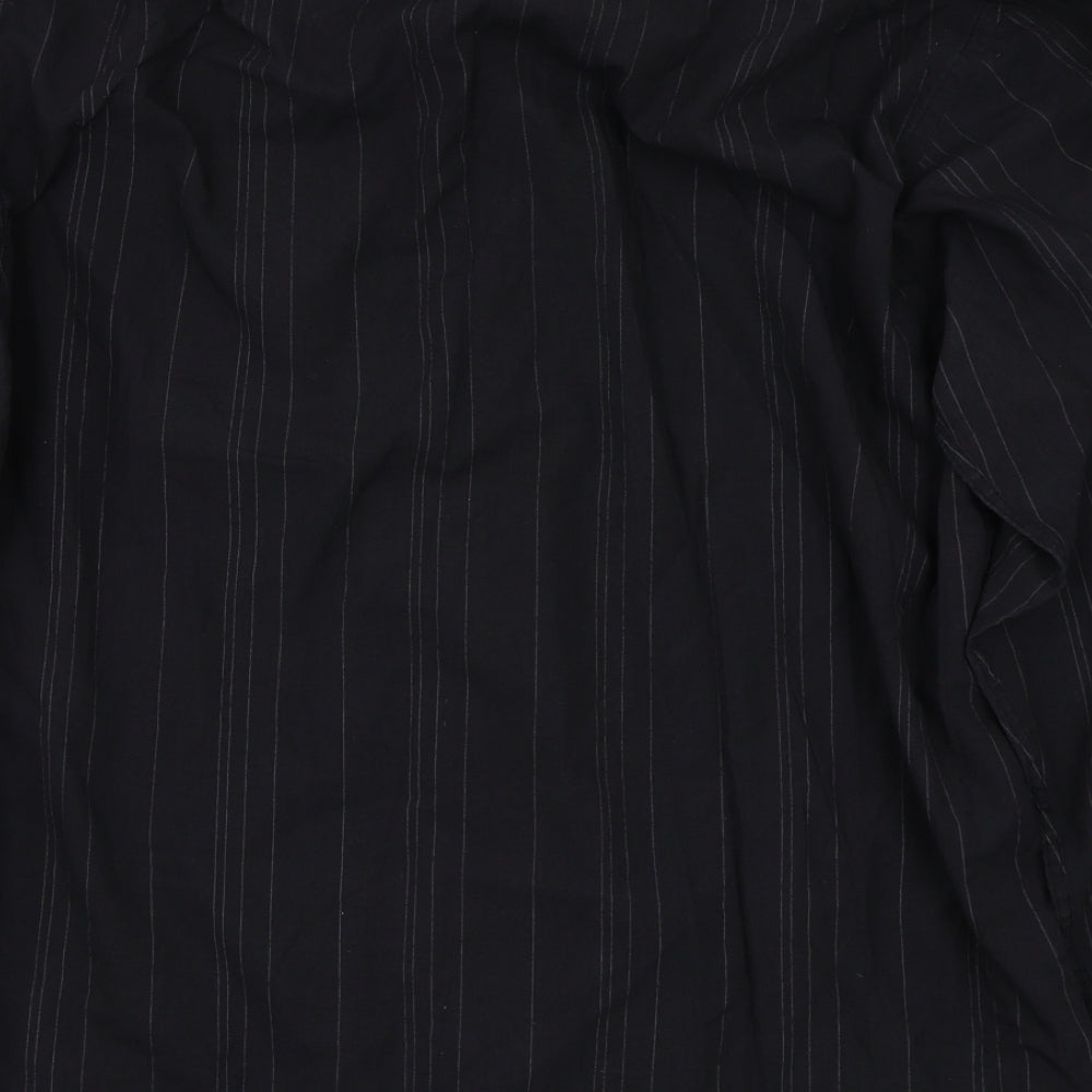 blue lake Mens Black Striped Button-Up Size L