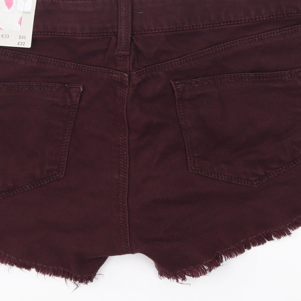 Topshop Womens Purple Denim Cut-Off Shorts Size 12