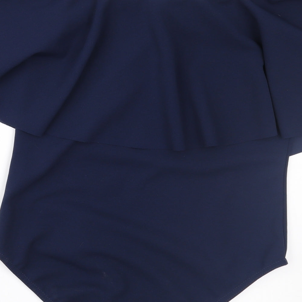 Missi Womens Blue Basic Blouse Size 10