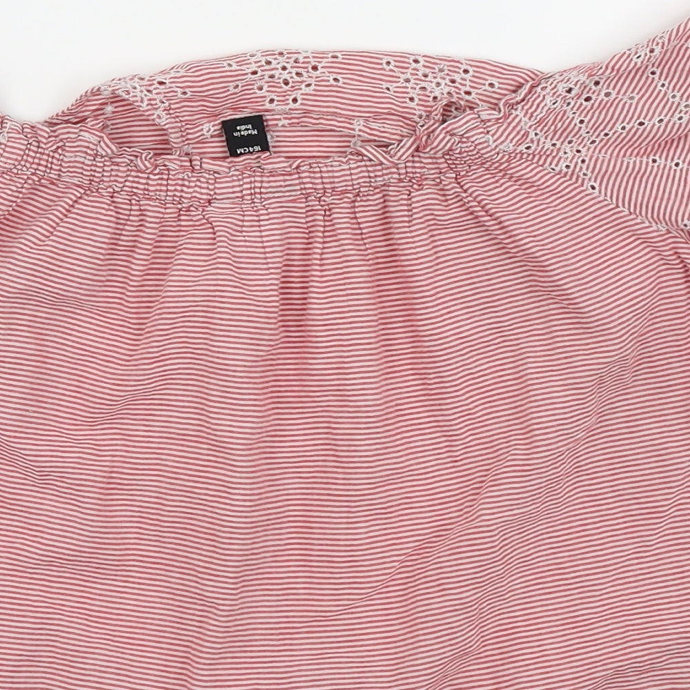 New Look Girls Red Spotted Basic T-Shirt Size 14 Years